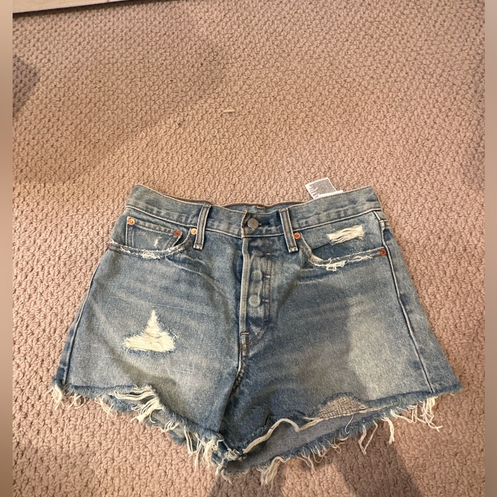 Levi's Blue Distressed Jean Shorts
